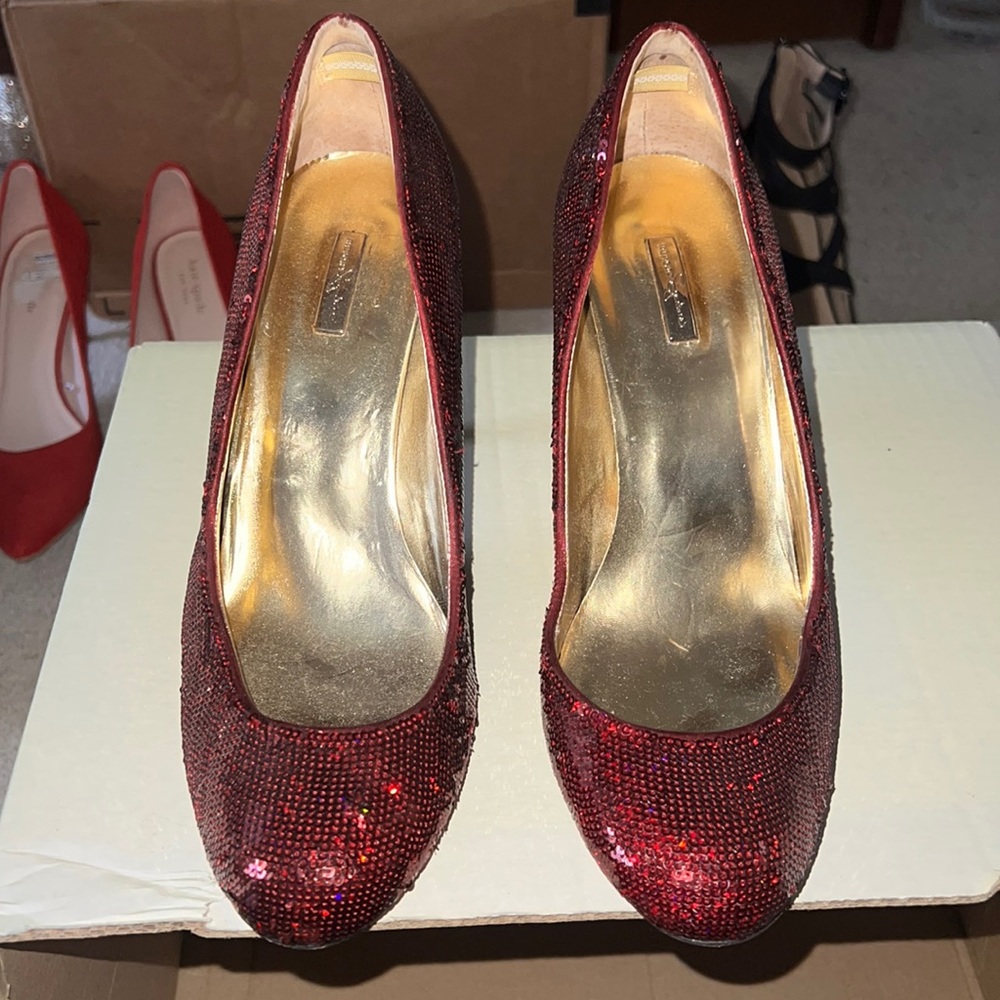 Ruby Red Sequin Heels - image 7